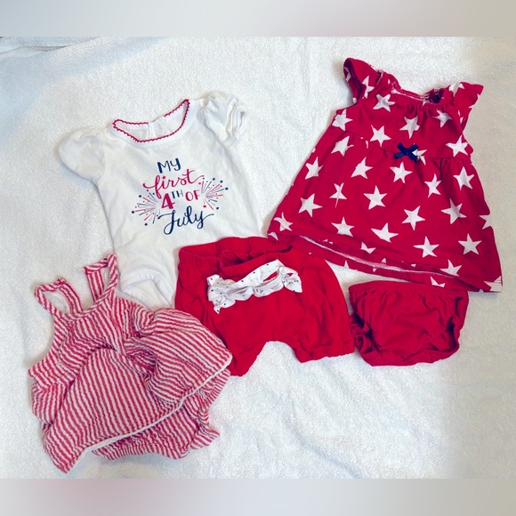 Carters, Cat & Jack and Koala Kids Girl Bundle 0-3 months July 4th red and white - Picture 1 of 9